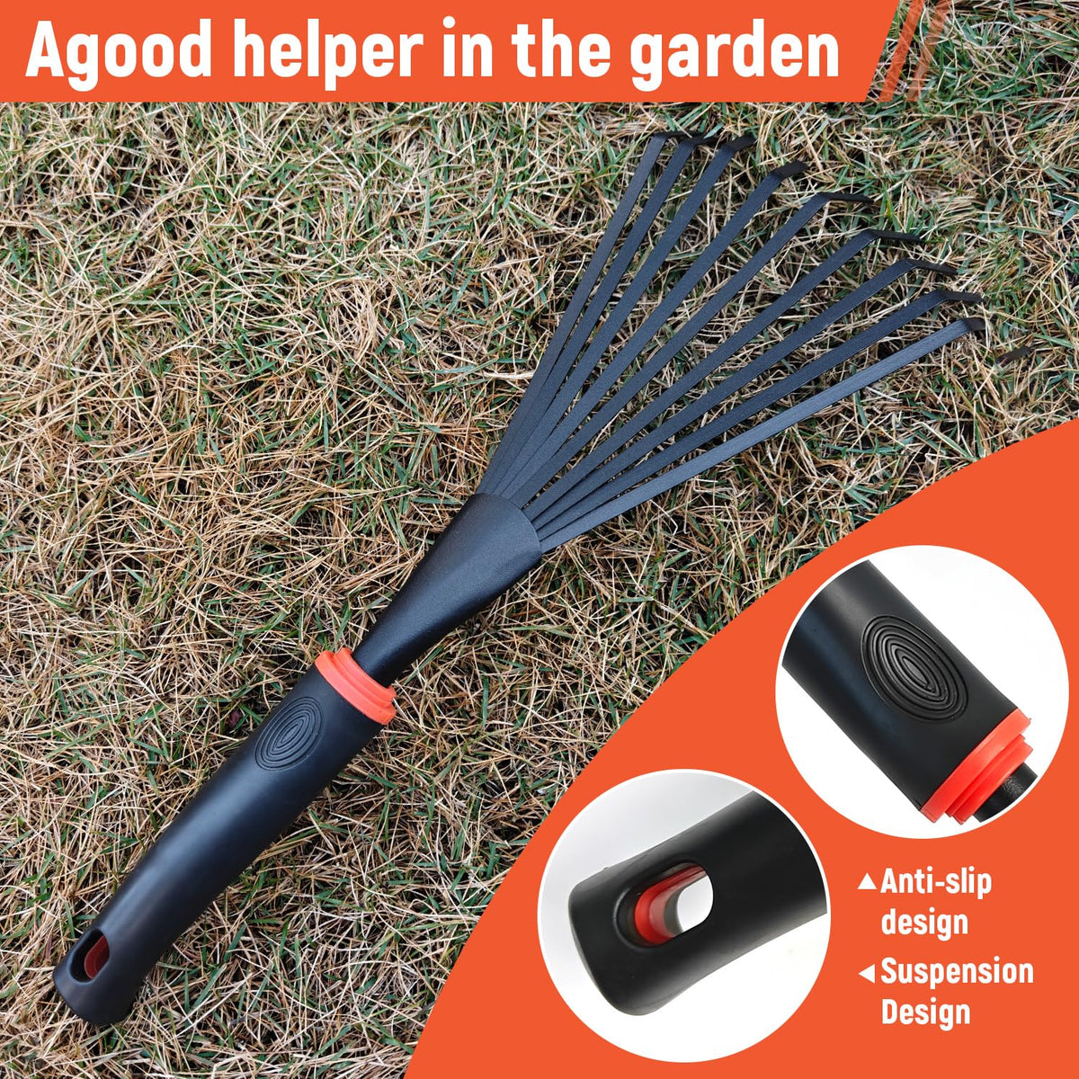 FR Small Hand Rake helps clear leaves, spread mulch, and lightly till soil.