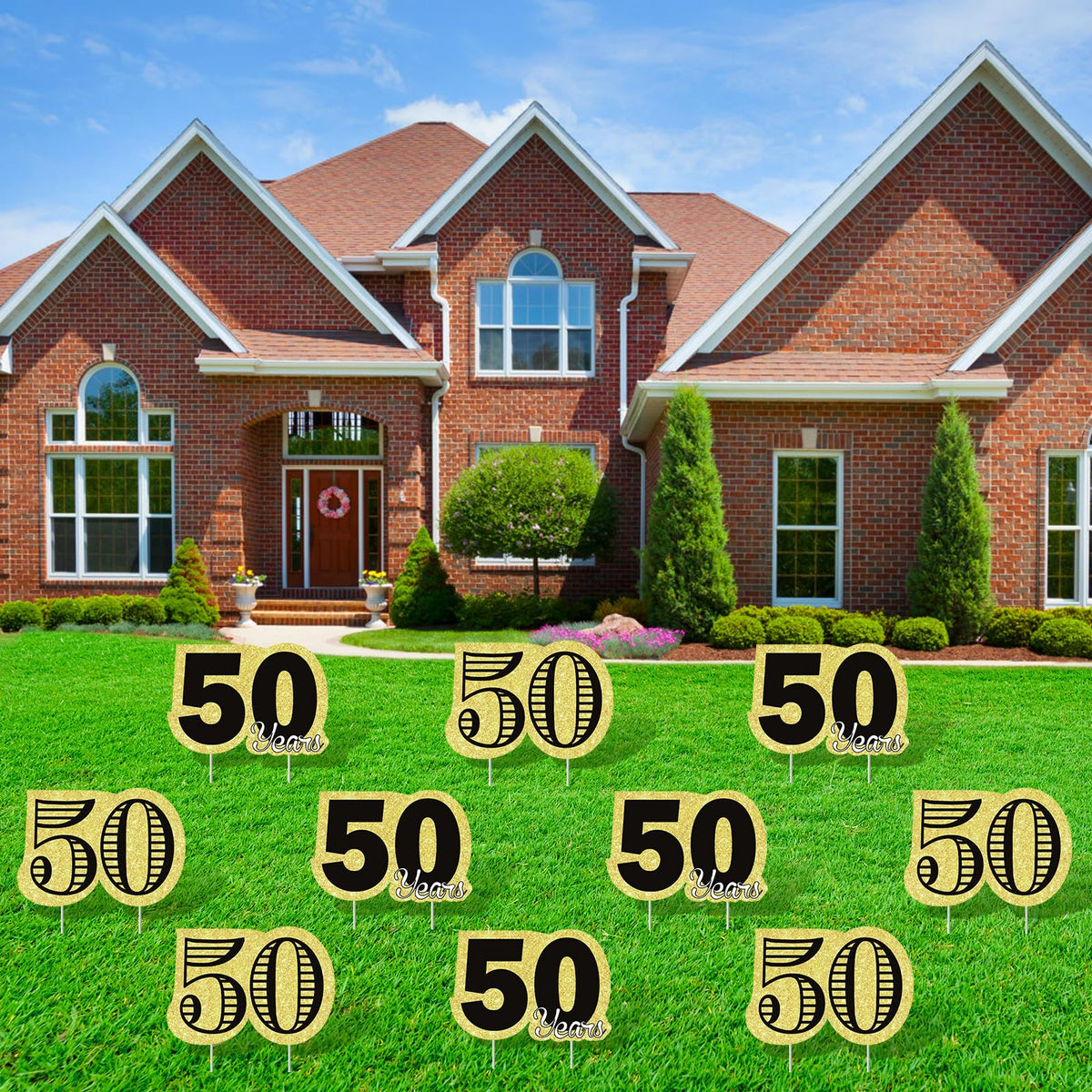 Frakron Black Gold 50th birthday yard sign set for outdoor celebrations