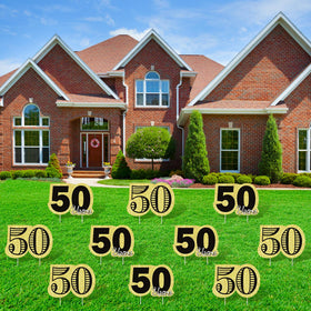 Frakron Black Gold 50th birthday yard sign set for outdoor celebrations