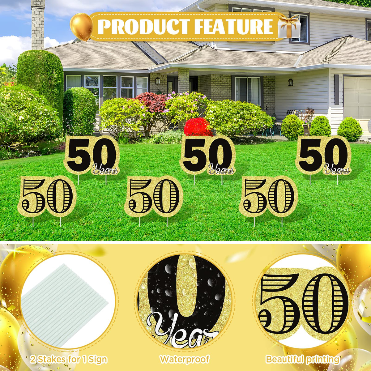 Frakron packaging includes 10 signs and 20 stakes for easy setup