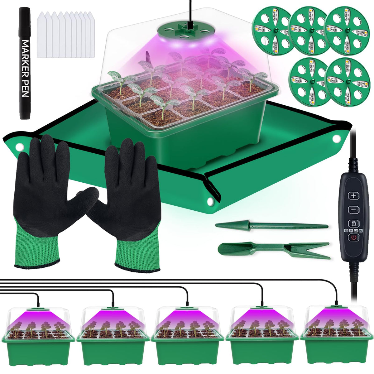 Framokoko seed starter tray with LED light supports faster indoor germination.