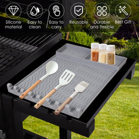 FRDEV heat-resistant silicone mat on a counter during outdoor cooking
