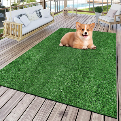 FREADEM artificial grass rug 4x6 front view enhances outdoor curb appeal