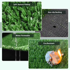 FREADEM artificial grass rug 4x6 side view shows easy-to-fit dimensions