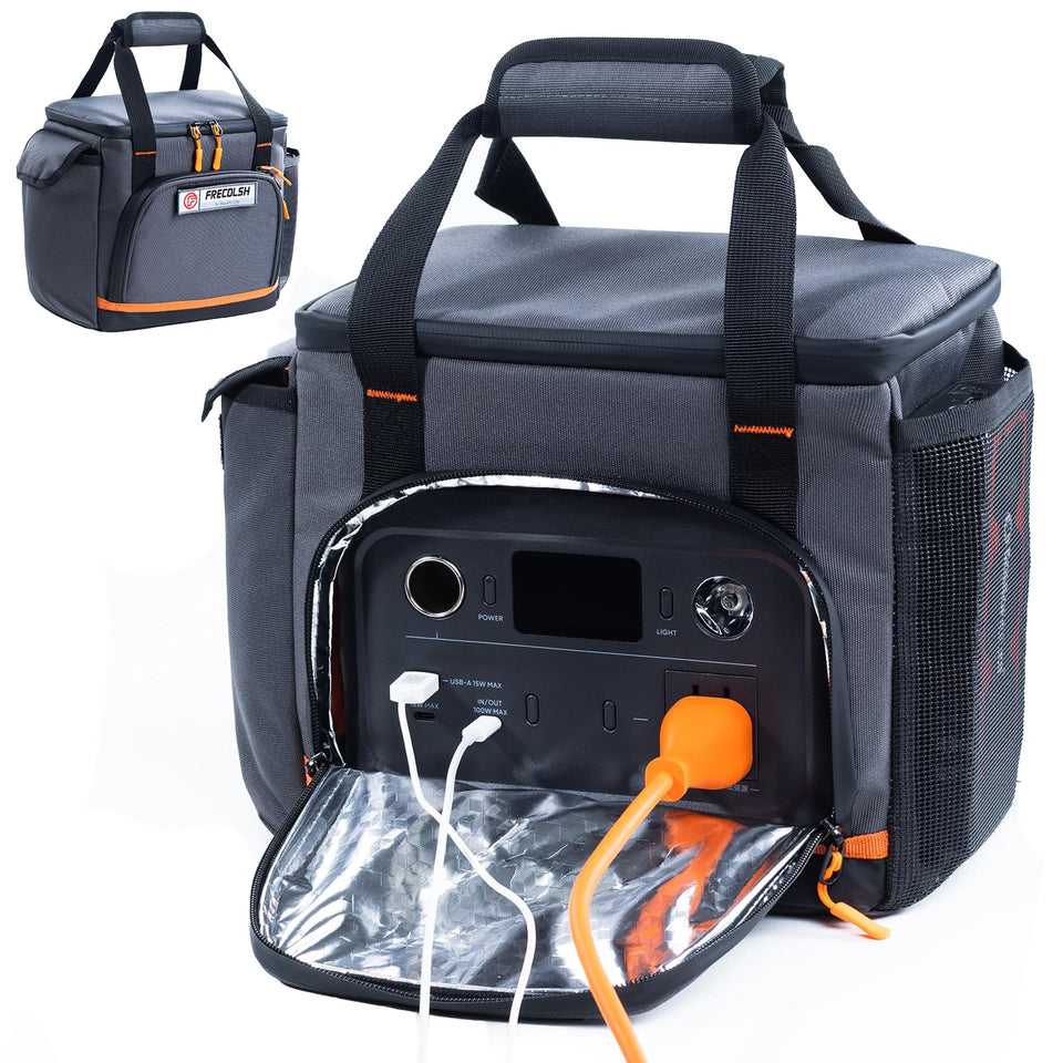 FRECOLSH Travel Case exterior front view showing rugged construction for Jackery protection on the go.