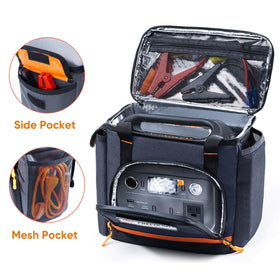 FRECOLSH Travel Case interior pockets organized for cables and adapters during outdoor use.