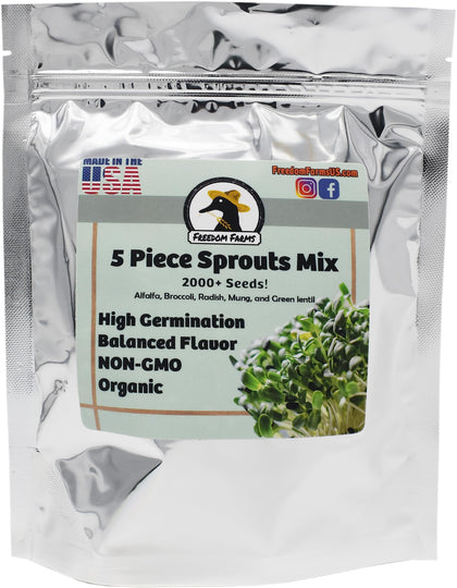 Freedom Farms salad-style bean sprout seeds bag front for quick sprouting