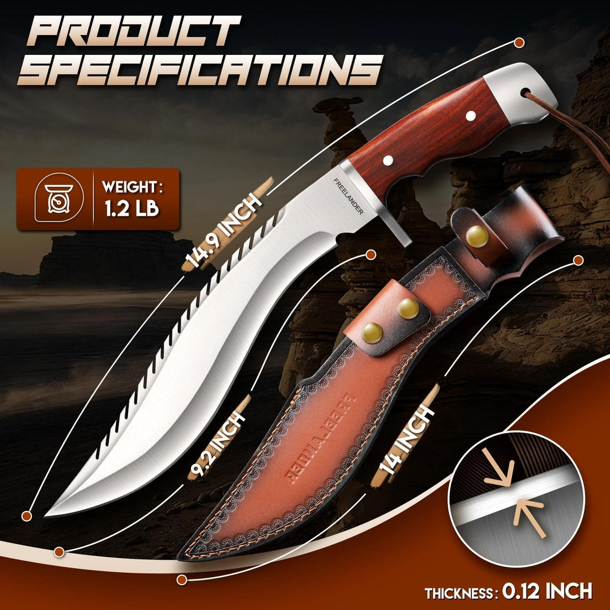 Freelander Kukri Machete cutting a branch for brush clearing