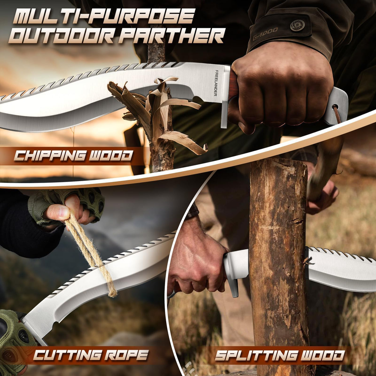Freelander Kukri Machete leather sheath for safe transport