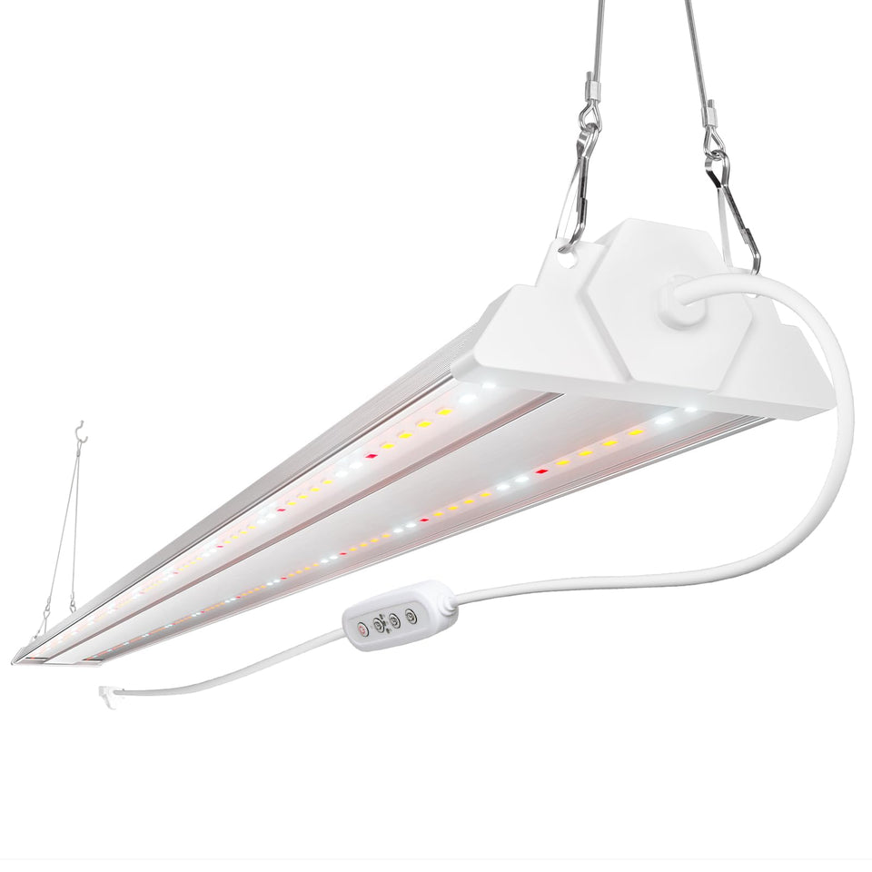 FREELICHT 4ft LED grow light with timer enables precise daily cycles for indoor plants.