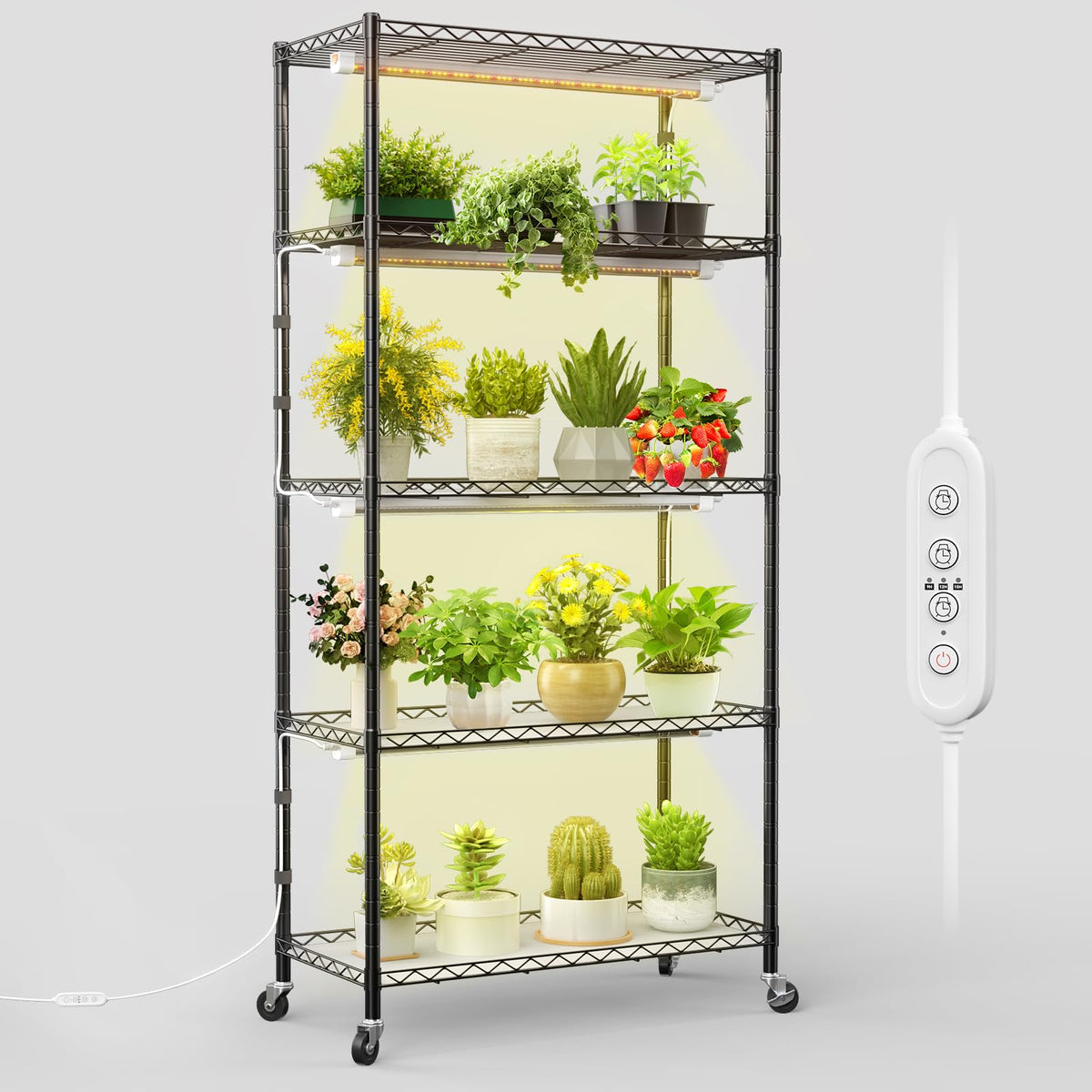 FREELICHT plant stand with grow light shelf helps indoor greens thrive with well-distributed light.