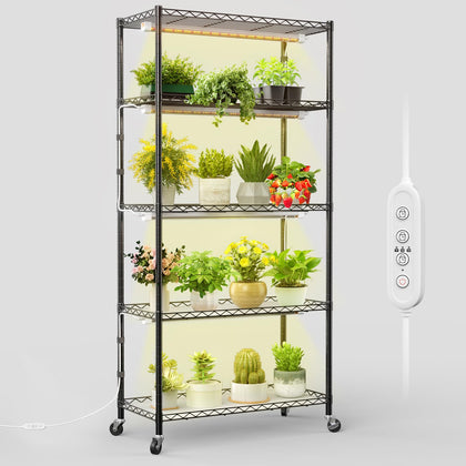FREELICHT plant stand with grow light shelf helps indoor greens thrive with well-distributed light.