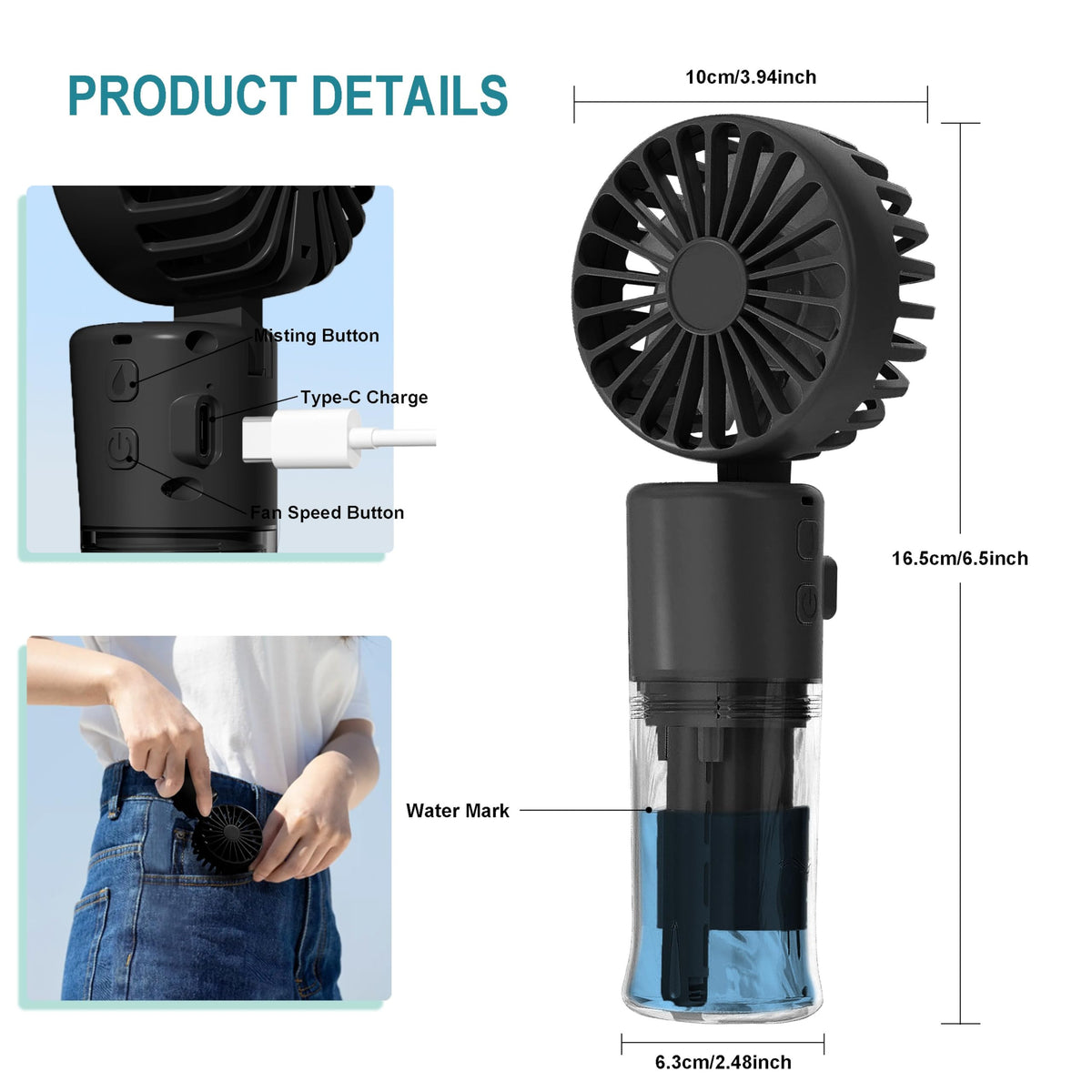 Frelisiy desk fan with transparent hydration tank for easy refills