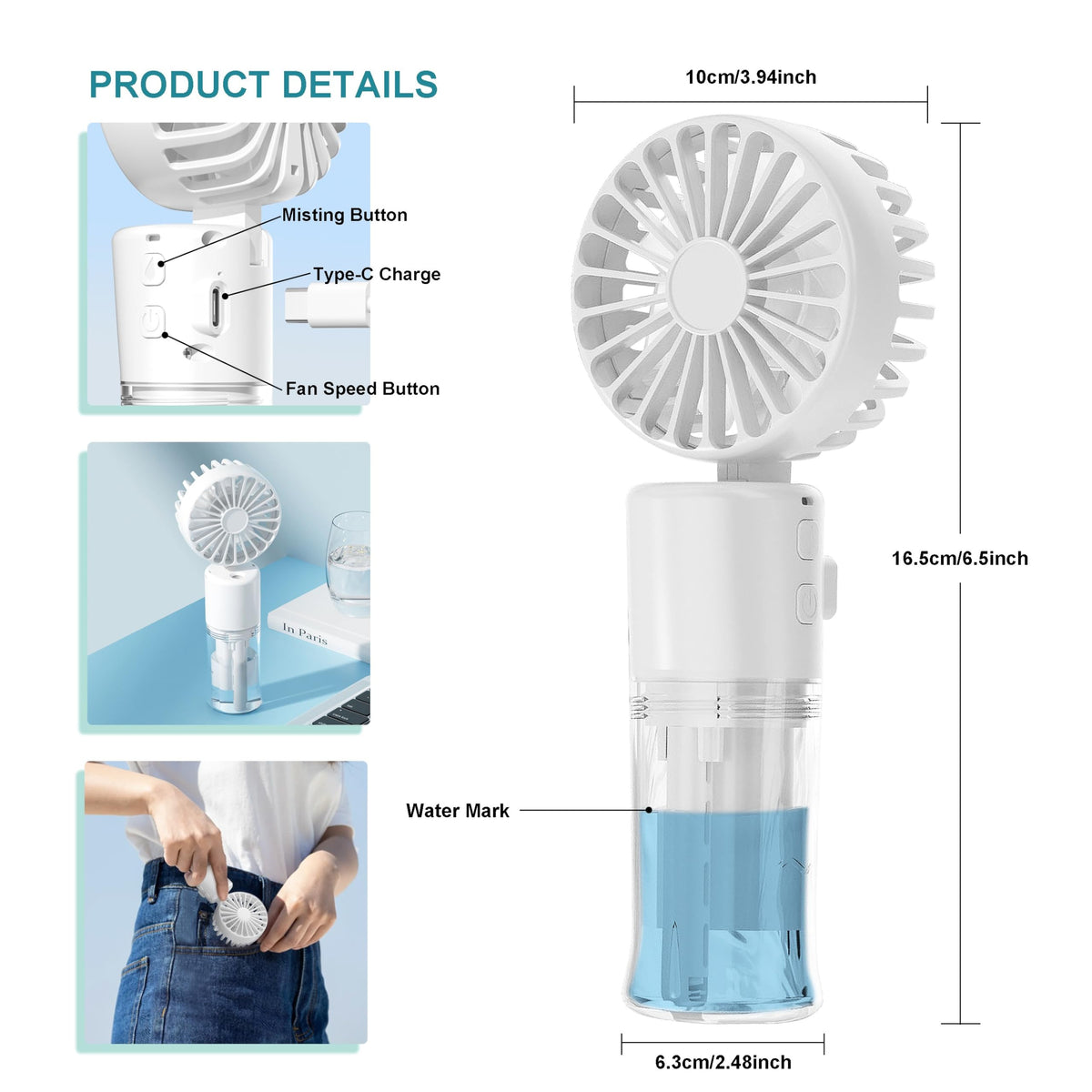 Frelisiy desk fan with water tank for indoor hydration mist.