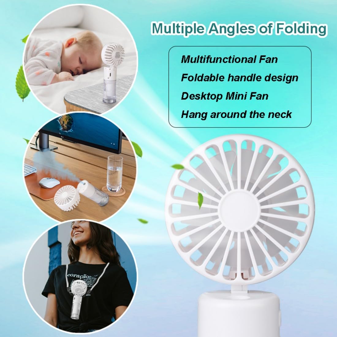 Frelisiy neck fan worn around the neck for hands-free cooling.