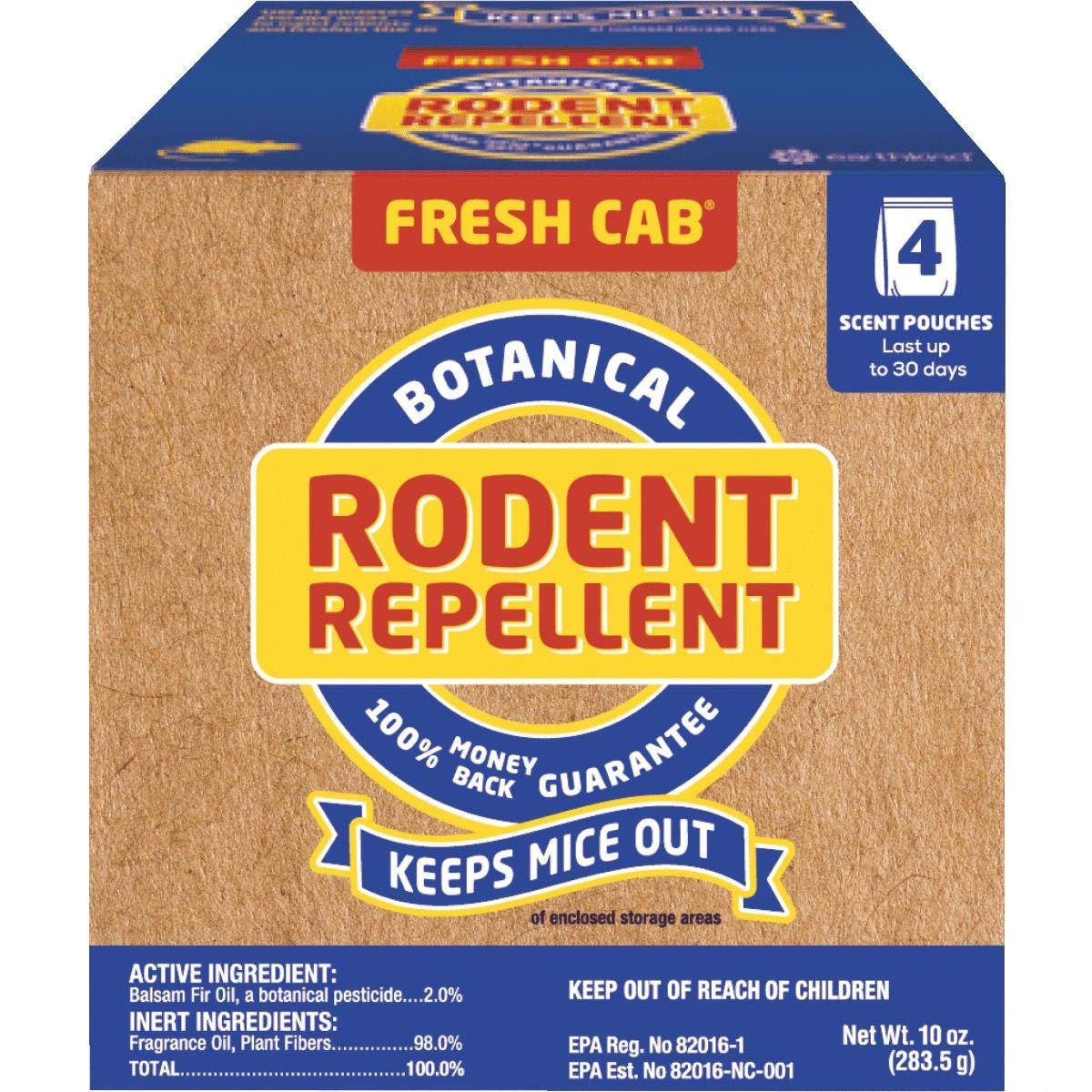 Fresh Cab EMW7208598 pouches in use offering plant-based rodent deterrence in a workspace.