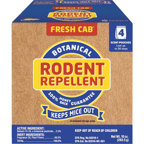 Fresh Cab EMW7208598 pouches in use offering plant-based rodent deterrence in a workspace.
