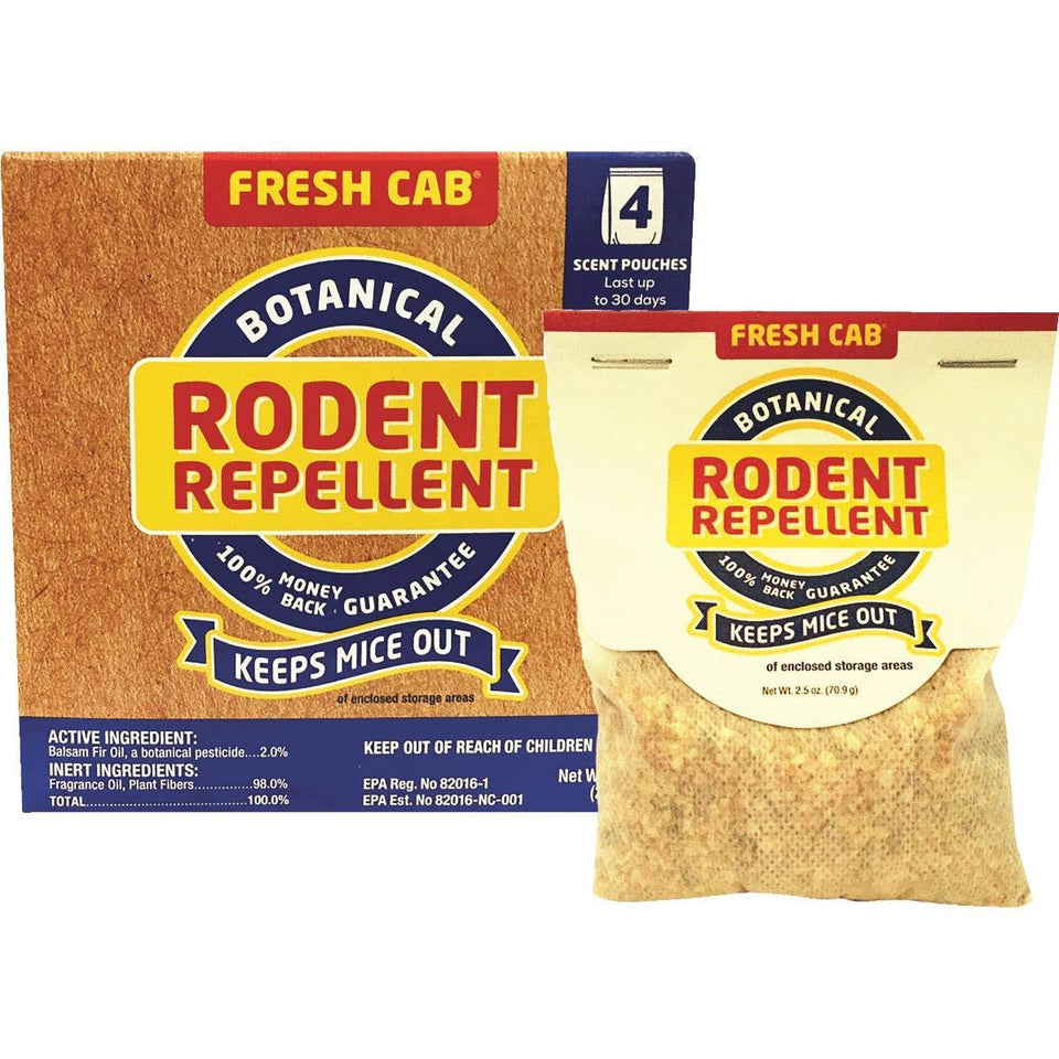Fresh Cab EMW7208598 packaging with four scent pouches, a natural rodent deterrent.