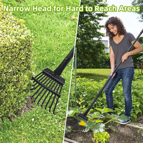 FreshFarm rake designed for narrow spaces and borders in gardens.