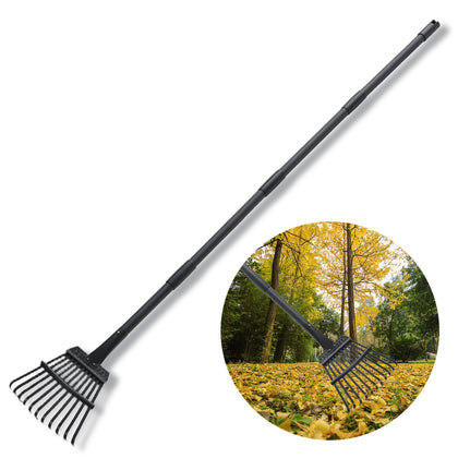 FreshFarm small garden rake with adjustable handle for hard-to-reach borders.