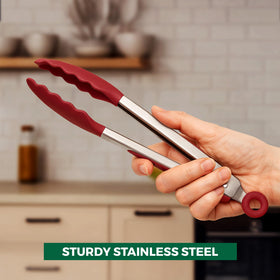Freshware 12-inch tongs with silicone tips provide versatile grilling and serving control.
