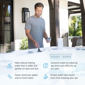 FreshWater titanium generator cartridge promotes automatic chlorine production for steady spa sanitation.