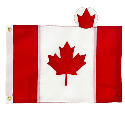FRF FLAG Canada 12x18 embroidered flag for outdoor display on boats, cars, or flagpoles.
