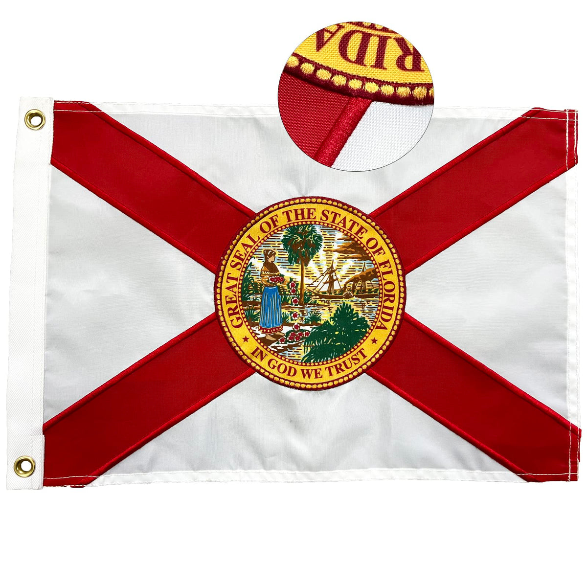 FRF FLAG Florida flag embroidery detail for durable outdoor display