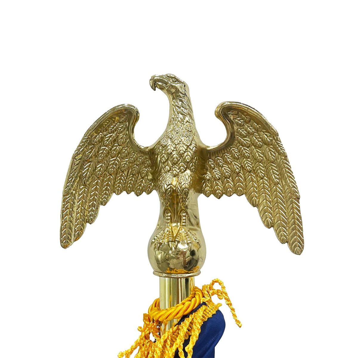 FRF FLAG gold eagle head topper on a 1-inch flagpole adds a dignified indoor display.