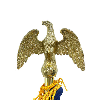 FRF FLAG gold eagle head topper on a 1-inch flagpole adds a dignified indoor display.
