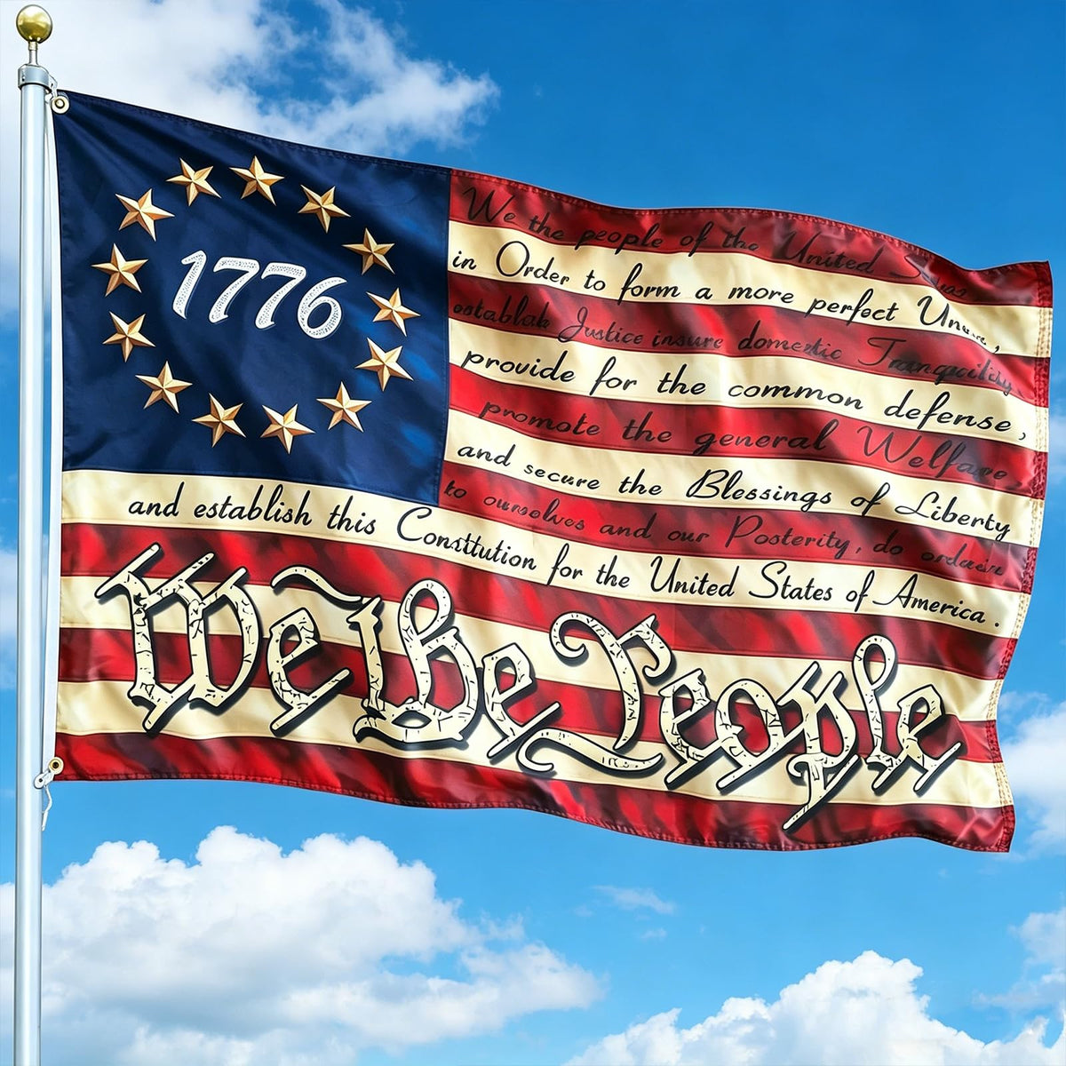 FRF Fun Run Flags We The People flag 3x5 ready for flagpole mounting