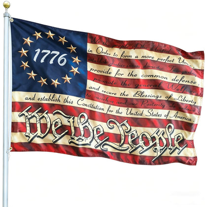 FRF Fun Run Flags We The People flag 3x5 tea-stained front view for outdoor display