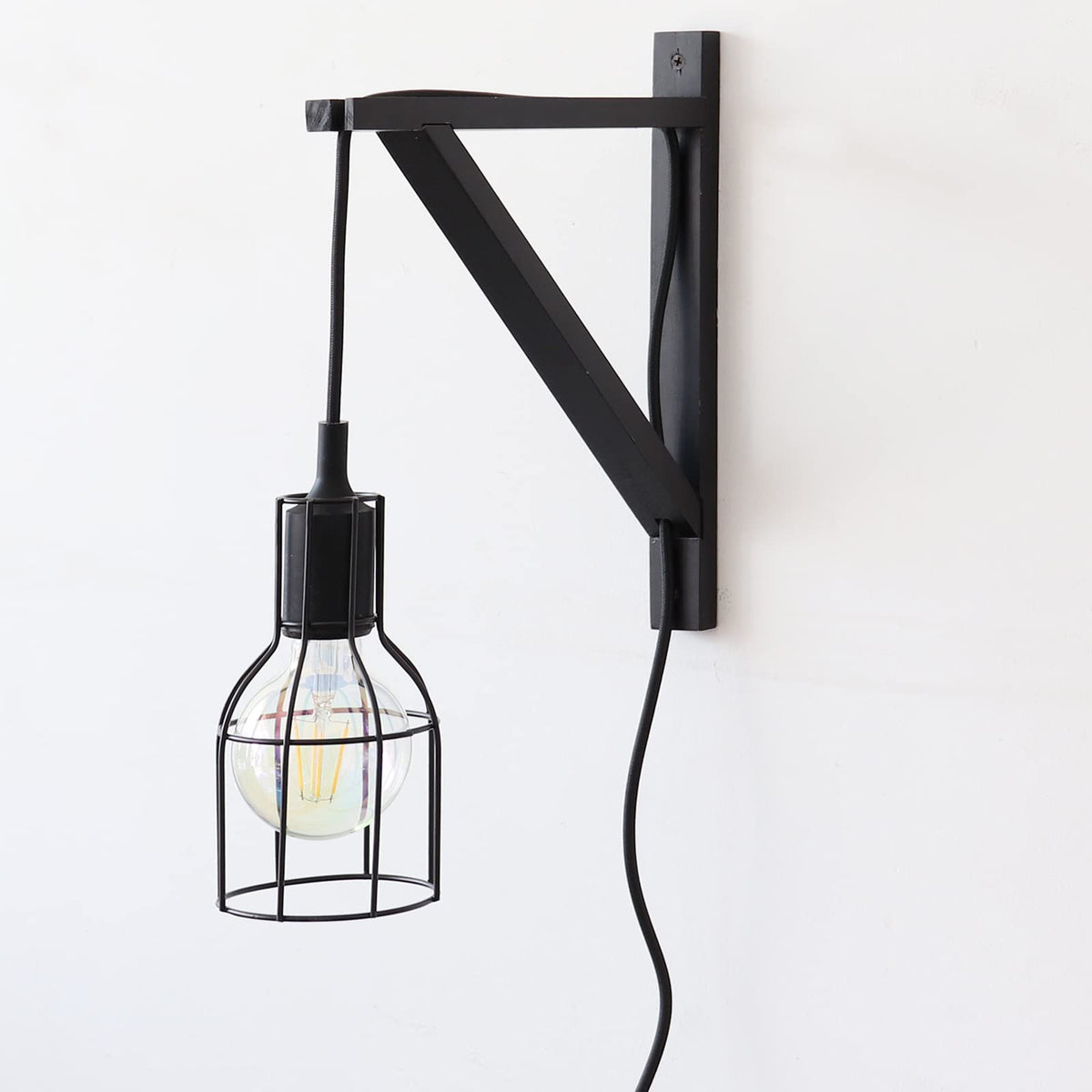 FRIADE wall-mounted wood bracket for sconce lamps with integrated wire channel.