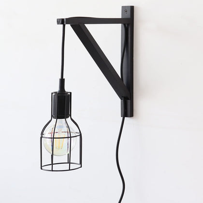FRIADE wall-mounted wood bracket for sconce lamps with integrated wire channel.