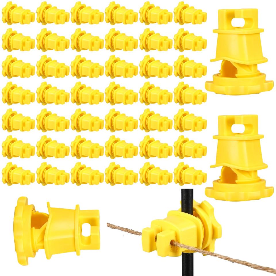 Frienda fence-insulator clip in yellow for secure, weatherproof fence lines