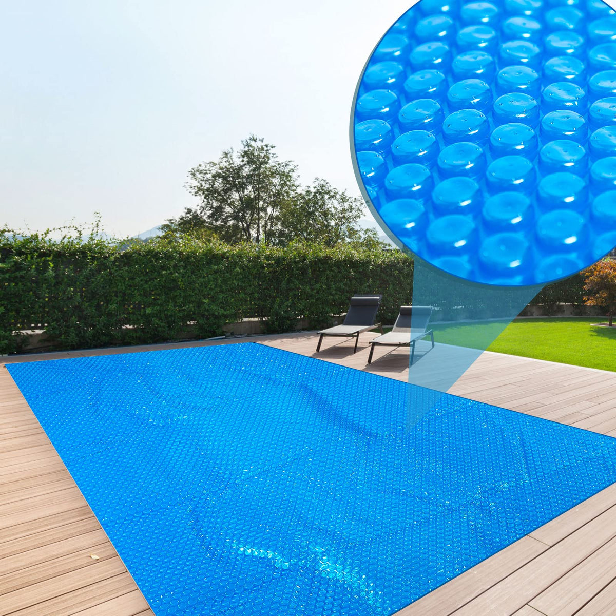 Frienda heavy-duty floating blanket rests on water surface during use.
