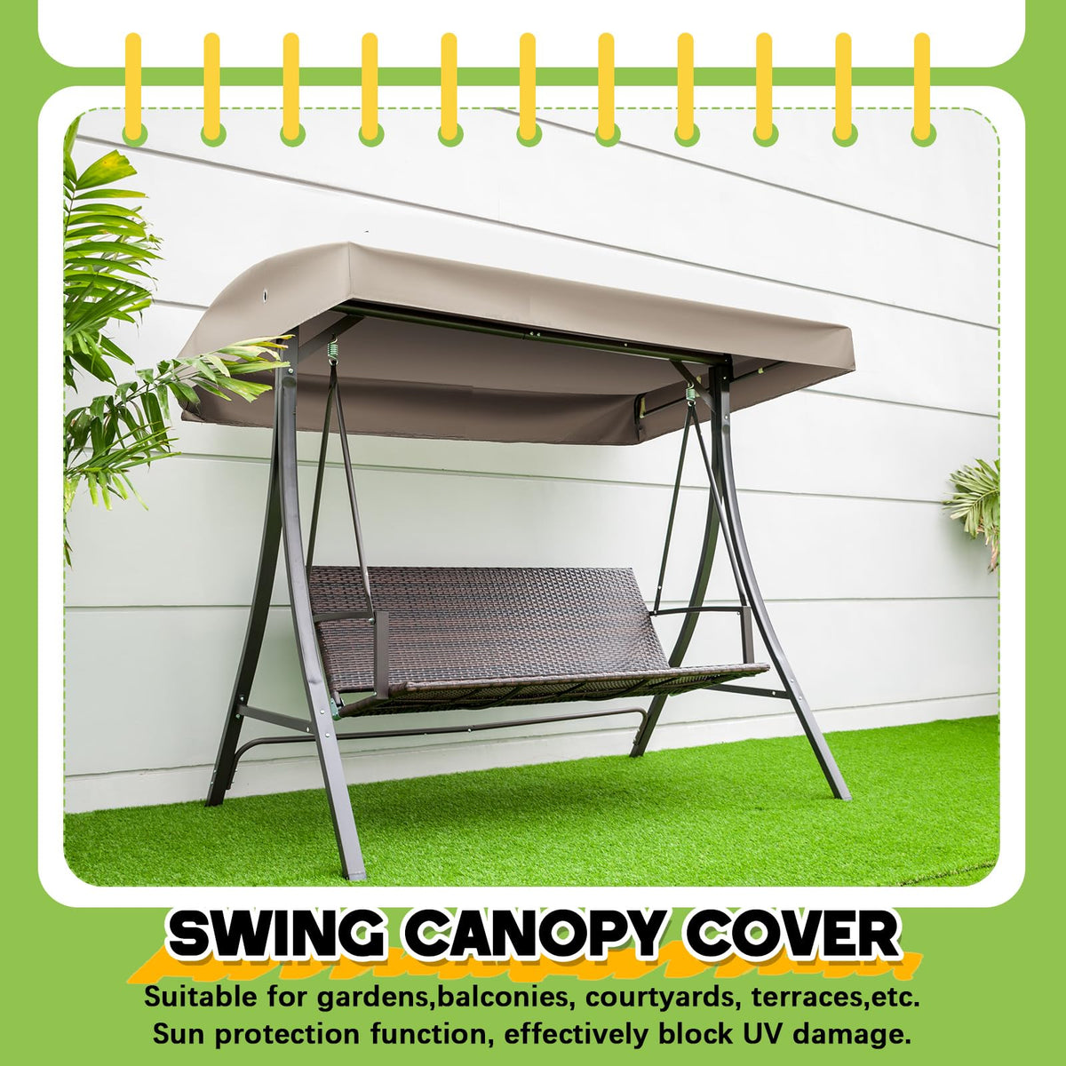 Easy installation with Frienda canopy top on a compatible swing model.