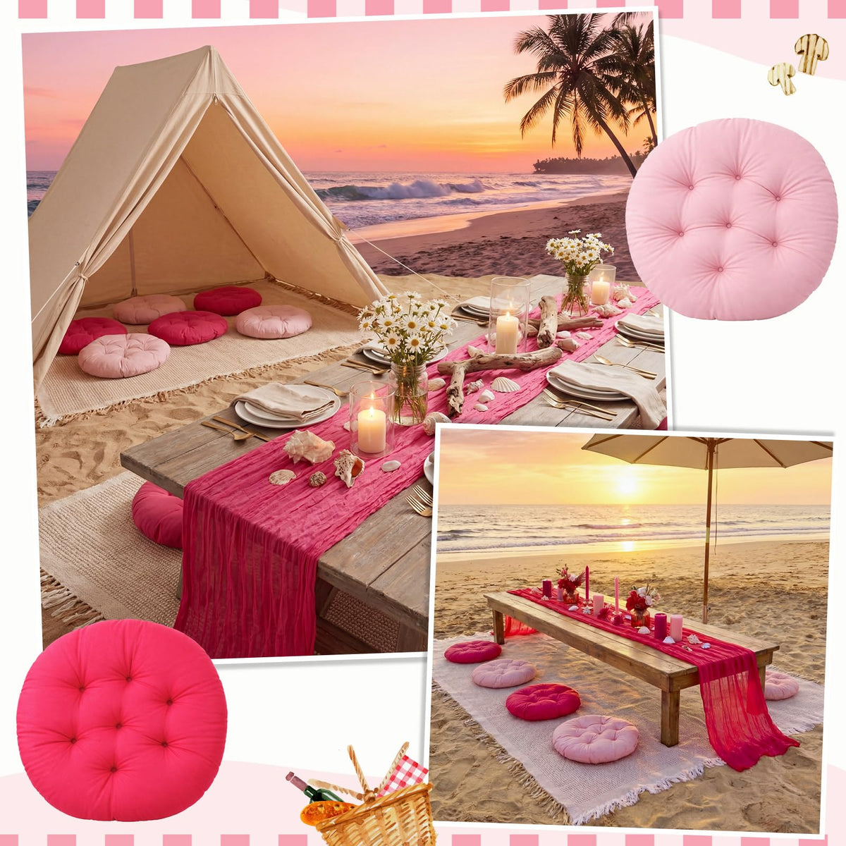 Frienda pink palette enhances events like weddings, birthdays, and garden parties.