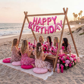 Frienda pink table runner 35x118 inches adds elegant drape to outdoor tables.