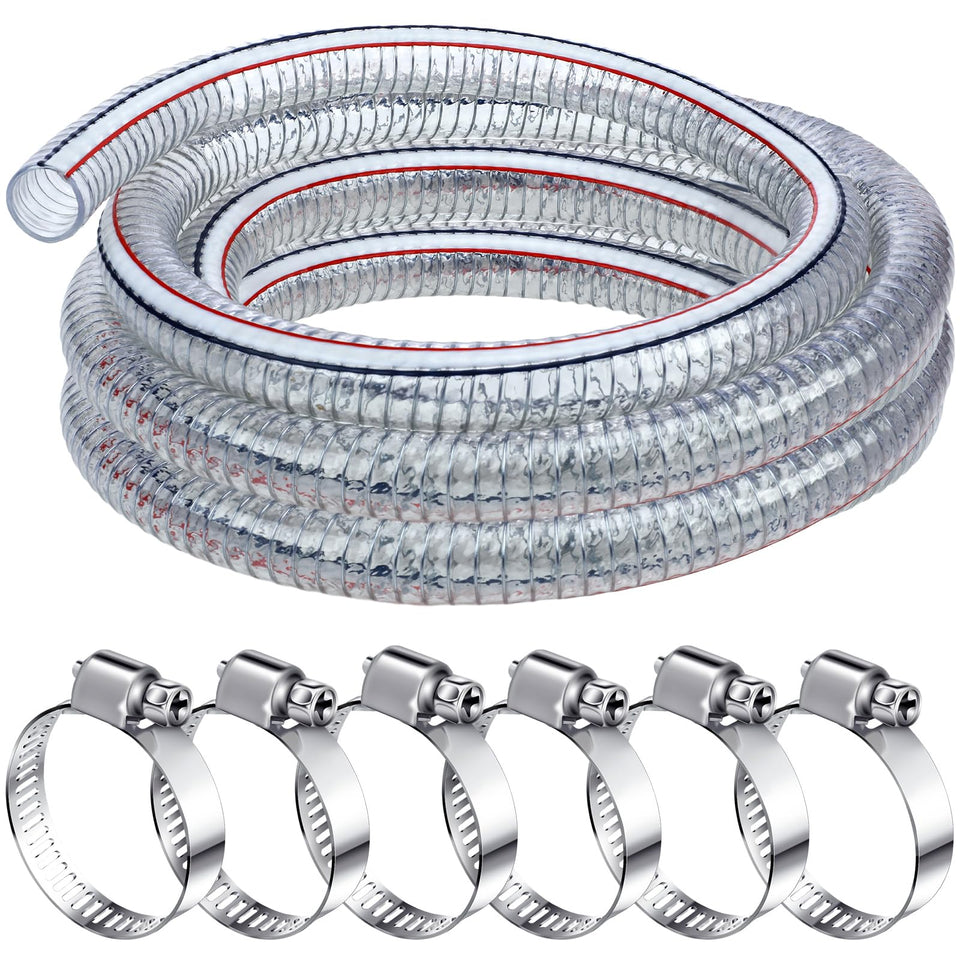 Frienda steel-wire PVC tubing shows clear flow for pond and industrial liquid transfer.