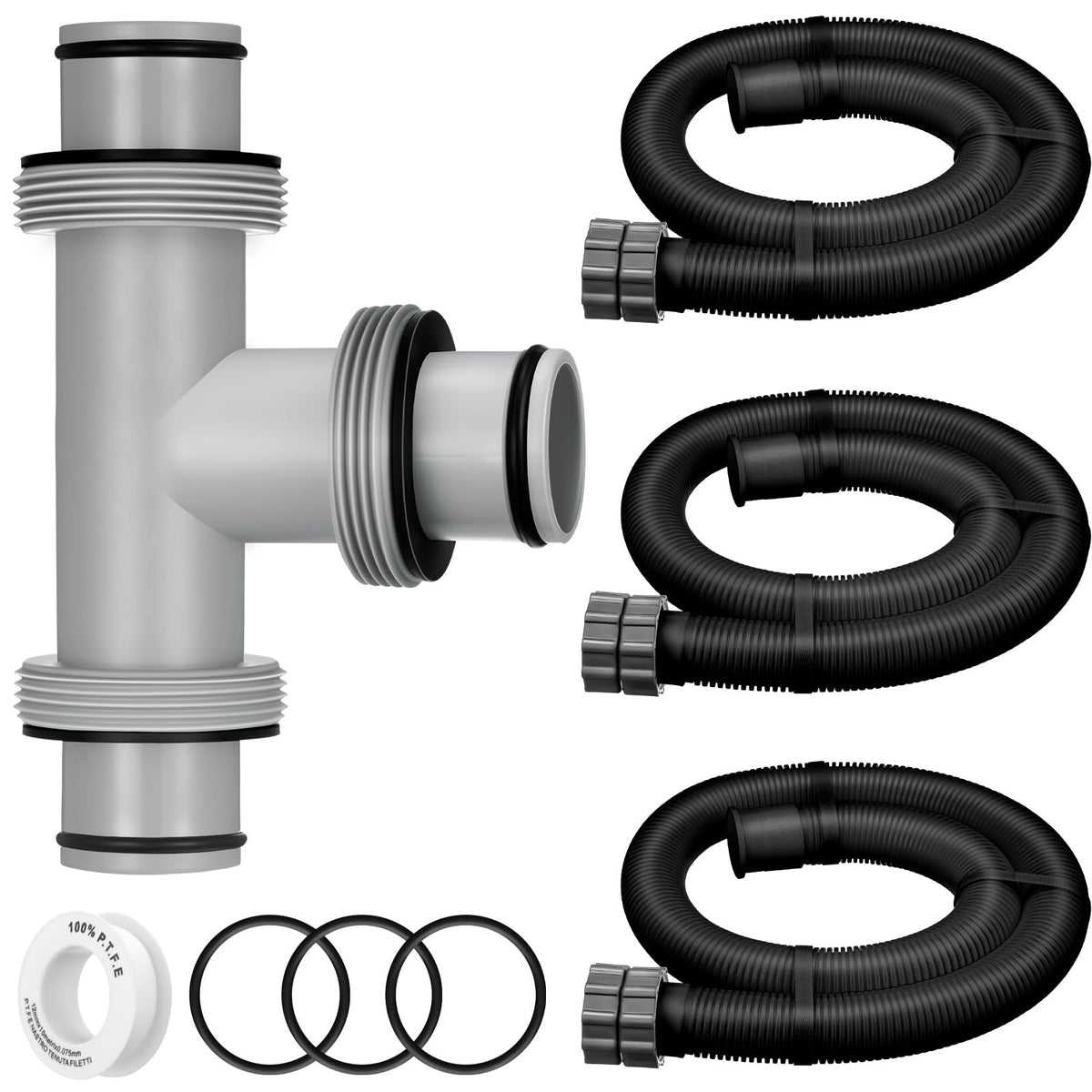 Frienda t-joint pool hose adapter with 3 ports for easy filtration connections.