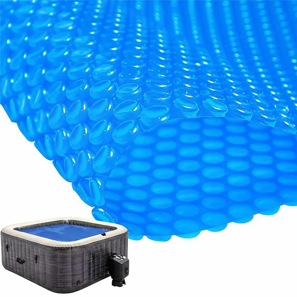 Frienda Winter 6x6 ft hot tub blanket draped over pool, reducing heat loss.