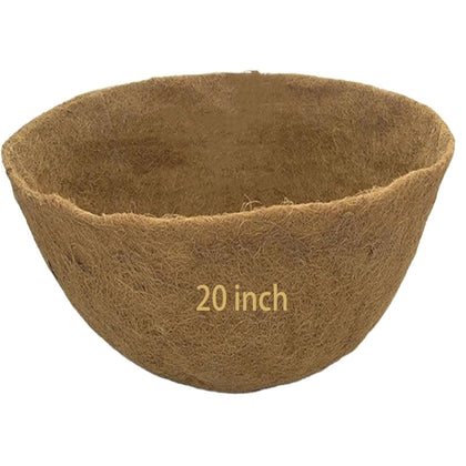 Frillybutts 20-inch coco liner for planters provides moisture balance in round containers.
