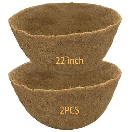 Frillybutts coconut liner for 22-inch round planter keeps soil tidy and supports healthy roots.