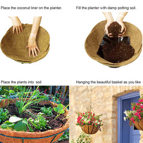 Frillybutts coco liner round 16-inch fits wall baskets for neat soil and drainage.