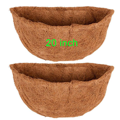 Frillybutts coconut liner half-round 20in fits indoor planters with moisture balance.