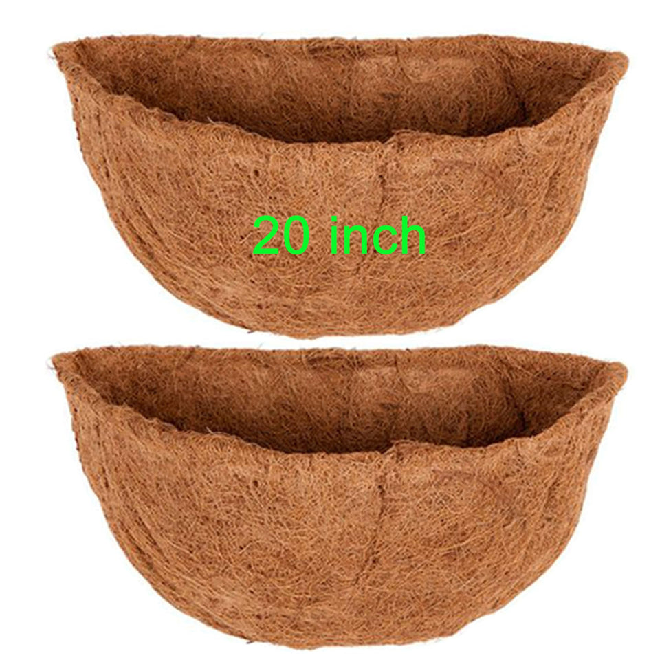 Frillybutts coconut liner half-round 20in fits indoor planters with moisture balance.