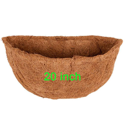 Frillybutts 20-inch coconut liner, half-round shape, fits planters and improves moisture balance.