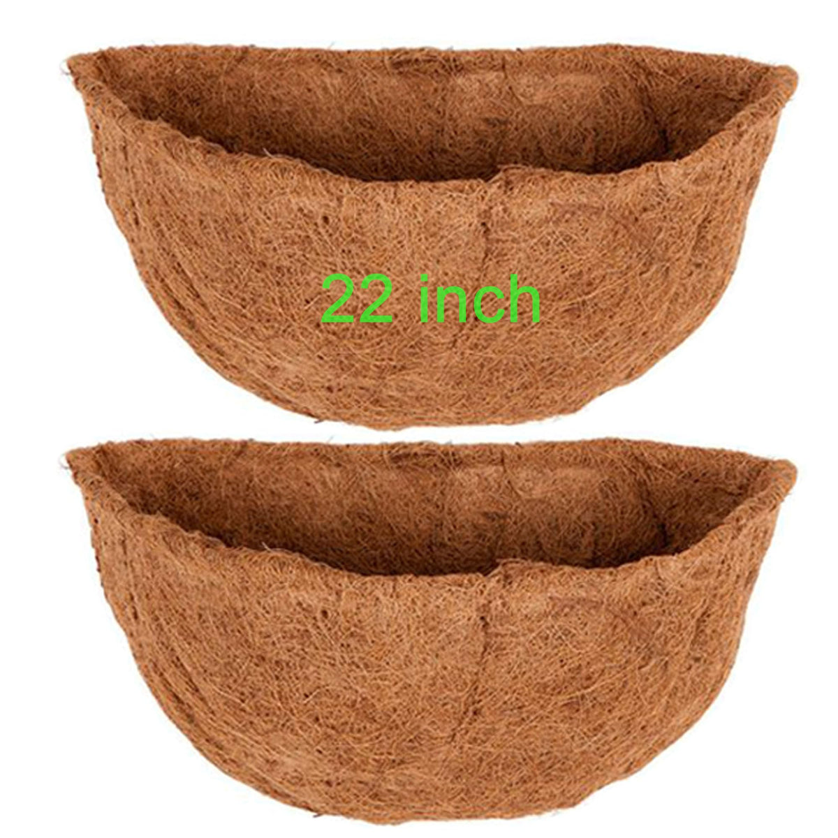 Frillybutts coconut liner half-round 22-inch in a planter, promoting moisture balance and airflow.