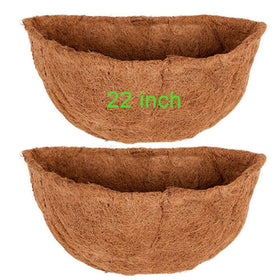 Frillybutts coconut liner half-round 22-inch in a planter, promoting moisture balance and airflow.